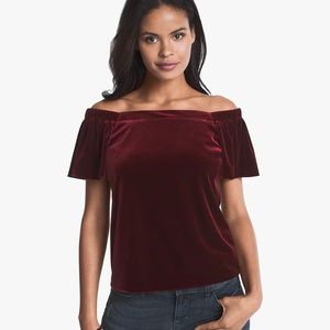 WHBM velvet off the shoulder top
